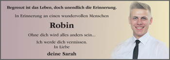 Traueranzeige von Robin Fischer 