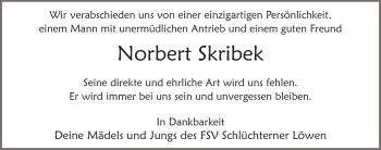 Traueranzeige von Norbert Skribek 