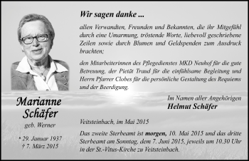 Traueranzeige von Marianne Schäfer 