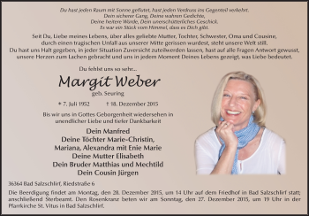 Traueranzeige von Margit Weber 