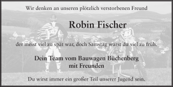 Traueranzeige von Robin Fischer 