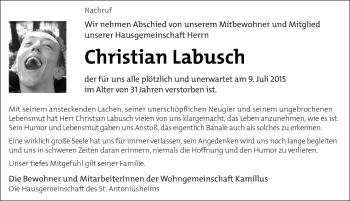 Traueranzeige von Christian Labusch 