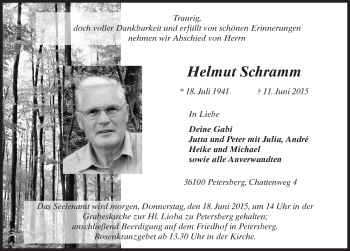 Traueranzeige von Helmut Schramm 