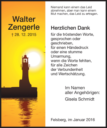 Traueranzeige von Walter Zengerle 