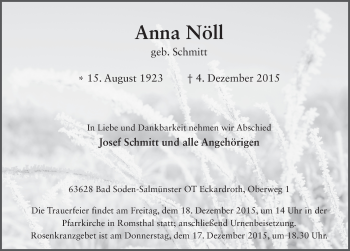 Traueranzeige von Anna Nöll 