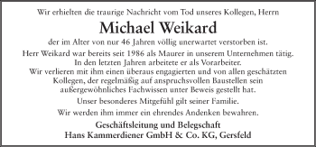 Traueranzeige von Michael Weikard 
