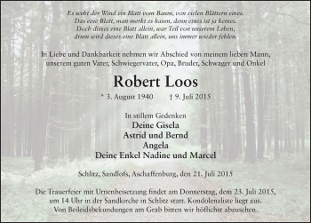 Traueranzeige von Robert Loos 