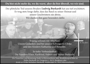 Traueranzeige von Ludwig Burkardt 