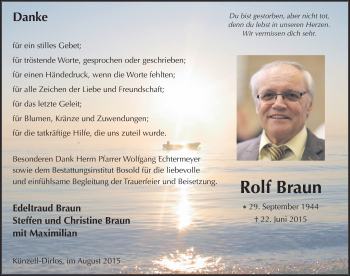 Traueranzeige von Rolf Braun 