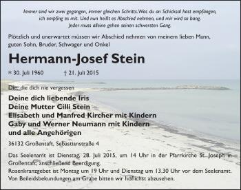 Traueranzeige von Hermann-Josef Stein 