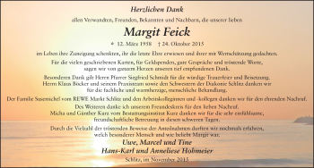 Traueranzeige von Margit Feick 