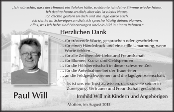 Traueranzeige von Paul Will 
