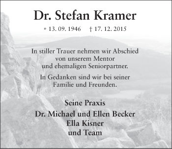 Traueranzeige von Stefan Kramer 