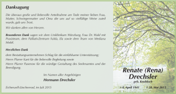 Traueranzeige von Renate Drechsler 
