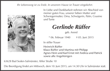 Traueranzeige von Gerlinde Rüffer 