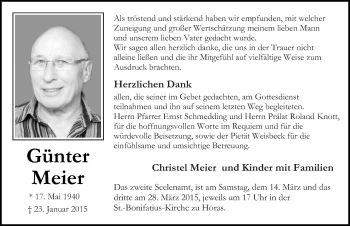 Traueranzeige von Günter Meier 