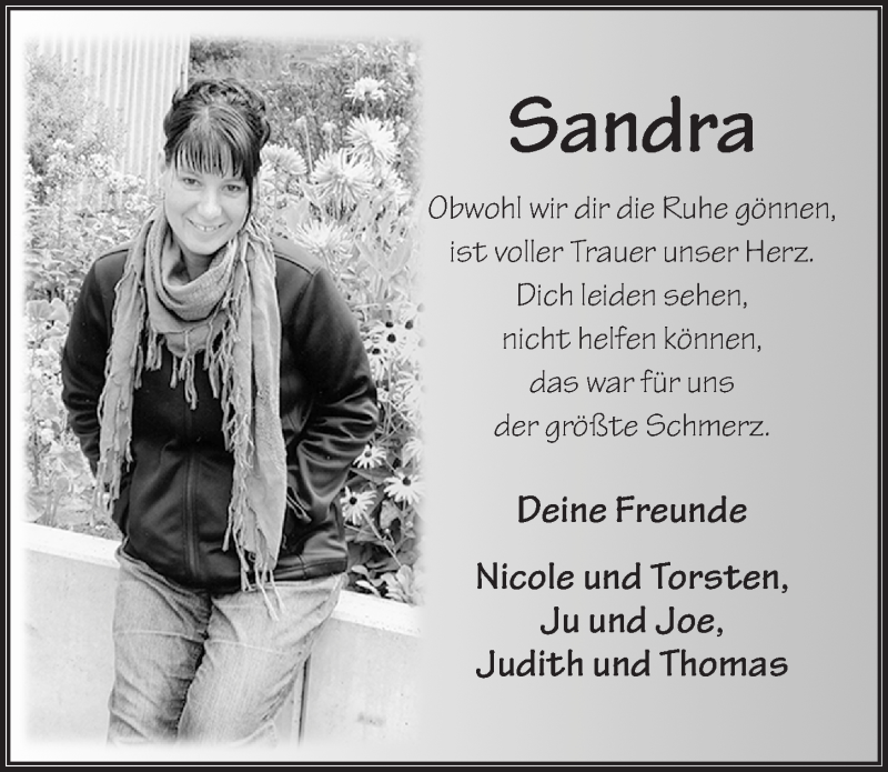  Traueranzeige für Sandra Schneider-Walter vom 22.07.2015 aus 