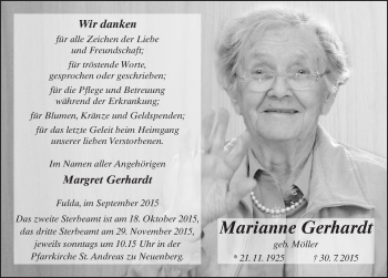 Traueranzeige von Marianne Gerhardt 