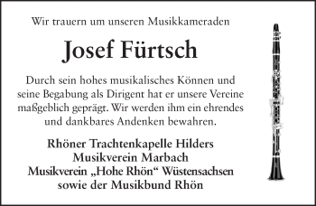Traueranzeige von Josef Fürtsch 