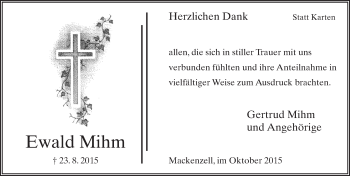 Traueranzeige von Ewald Mihm 