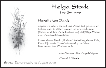Traueranzeige von Helga Stork 