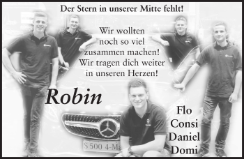 Traueranzeige von Robin Fischer 