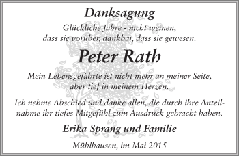 Traueranzeige von Peter Rath 