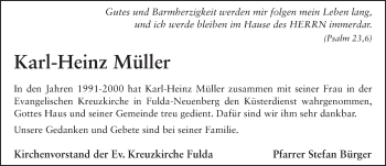 Traueranzeige von Karl-Heinz Müller 