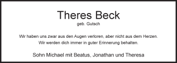 Traueranzeige von Theres Beck 