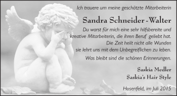 Traueranzeige von Sandra Schneider-Walter 