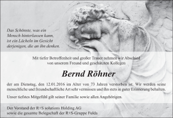 Traueranzeige von Bernd Röhner 