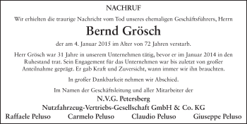 Traueranzeige von Bernd Grösch 