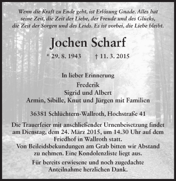 Traueranzeige von Jochen Scharf 