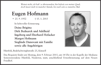 Traueranzeige von Eugen Hofmann 