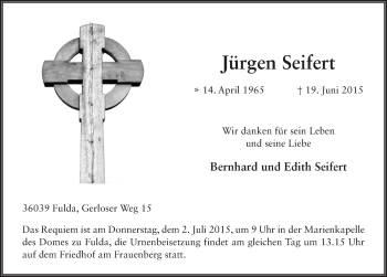 Traueranzeige von Jürgen Seifert 