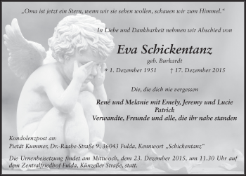 Traueranzeige von Eva Schickentanz 