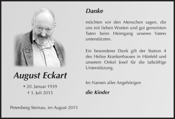 Traueranzeige von August Eckart 