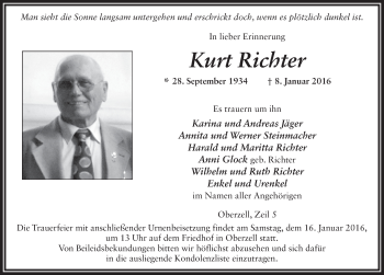 Traueranzeige von Kurt Richter 