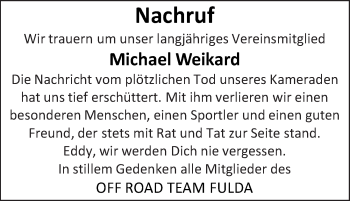 Traueranzeige von Michael Weikard 