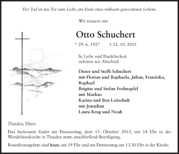 Traueranzeige von Otto Schuchert 
