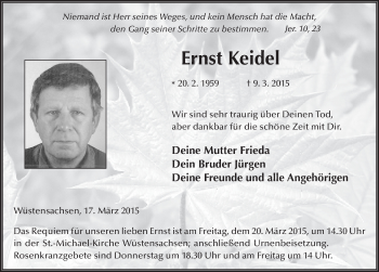 Traueranzeige von Ernst Keidel 