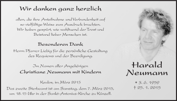 Traueranzeige von Harald Neumann 