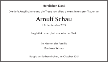 Traueranzeige von Arnulf Schau 