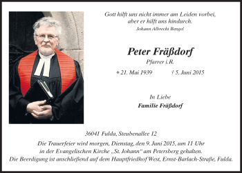 Traueranzeige von Peter Fräßdorf 