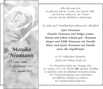Traueranzeige von Monika Neumann 