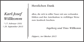 Traueranzeige von Karl-Josef Willkomm 