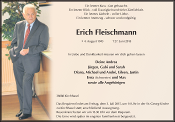 Traueranzeige von Erich Fleischmann 
