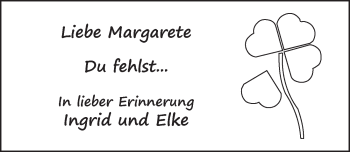Traueranzeige von Margarete Brandt 
