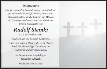 Traueranzeige von Rudolf Steinki 