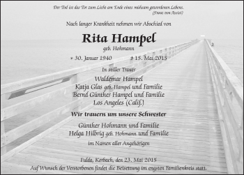 Traueranzeige von Rita Hampel 